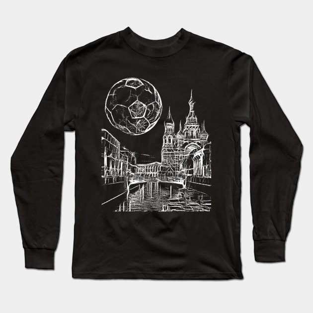 Soccer moon over russia Long Sleeve T-Shirt by Ariela-Alez